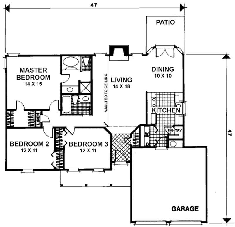 Floor Plan First Story of Small House Plans #109-1115