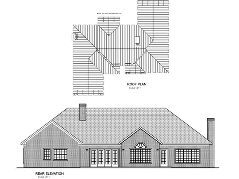 Home Plan Rear Elevation of this 4-Bedroom,2499 Sq Ft Plan -109-1117