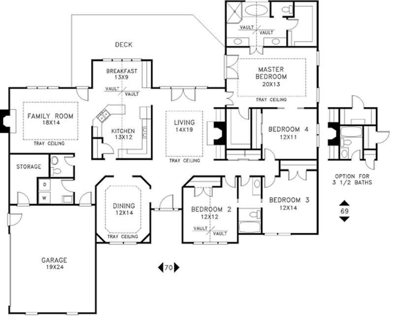 Floor Plan First Story of Ranch Plan #109-1117