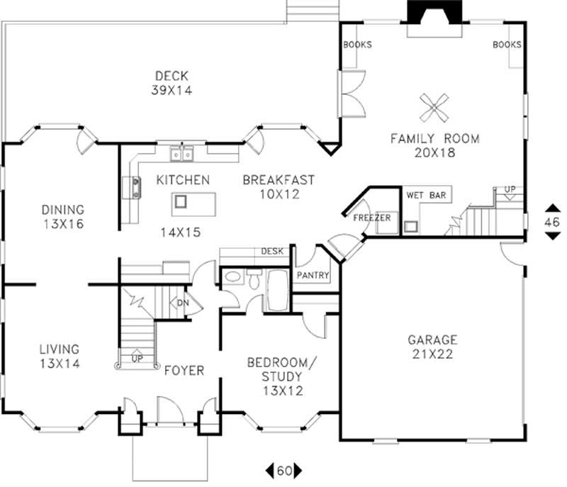 Floor Plan First Story of European Plan #109-1120