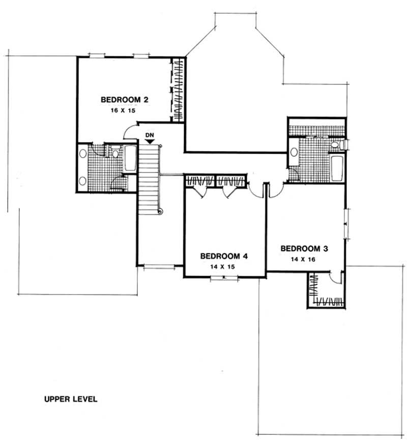 Floor Plan Second Story of European Plan #109-1124