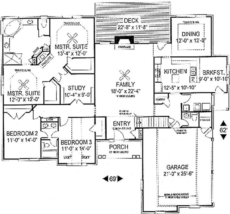 Floor Plan First Story of Colonial Plan #109-1127