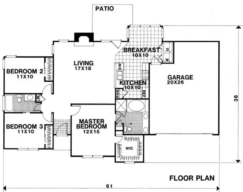 Floor Plan First Story of Small House Plans #109-1128