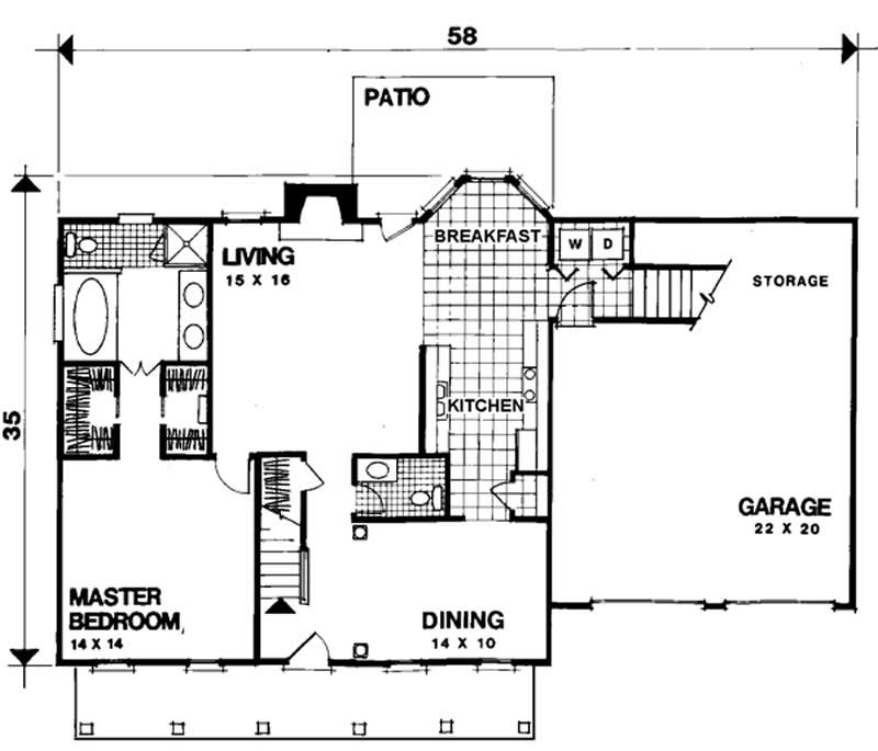 Floor Plan First Story of Cape Cod Plan #109-1131