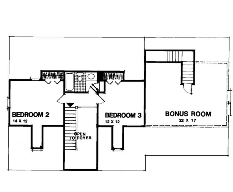 Floor Plan Second Story of Cape Cod Plan #109-1131