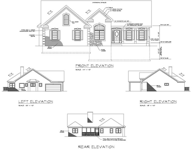 Home Plan Rear Elevation of this 3-Bedroom,1963 Sq Ft Plan -109-1133