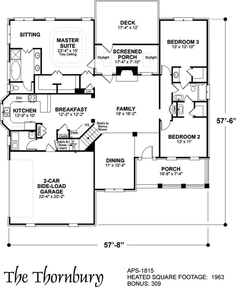 Floor Plan First Story of Ranch Plan #109-1133