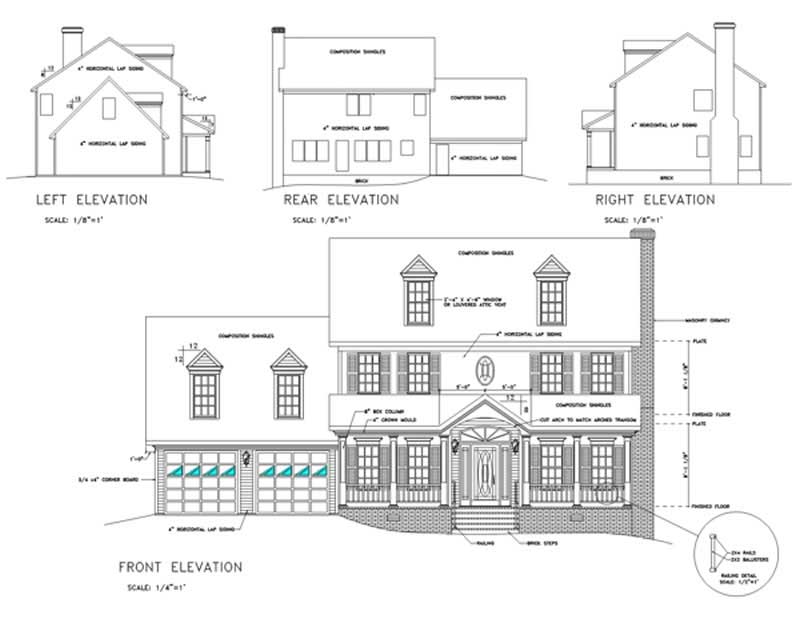 Home Plan Rear Elevation of this 4-Bedroom,2318 Sq Ft Plan -109-1134