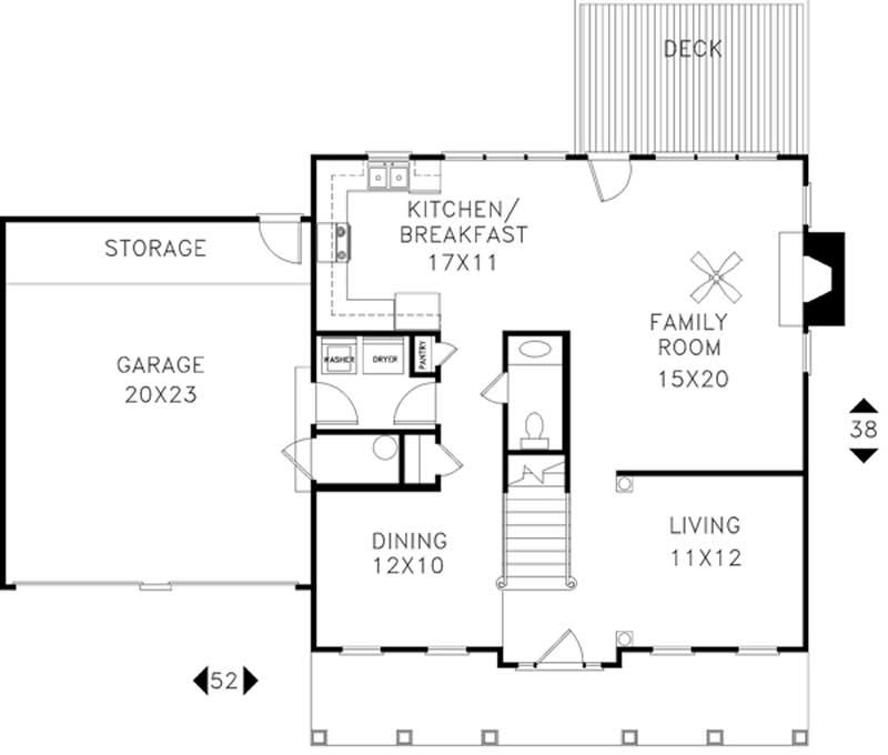 Floor Plan First Story of Country Plan #109-1134