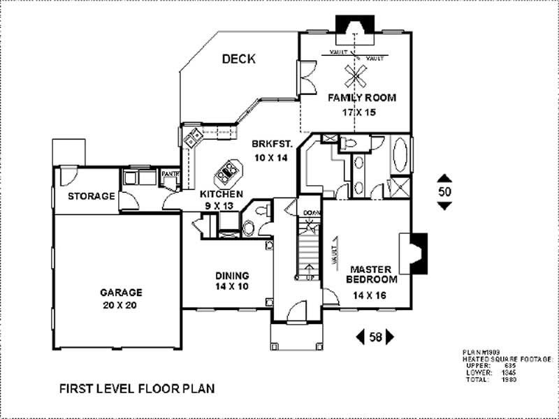 Floor Plan First Story of Colonial Plan #109-1135