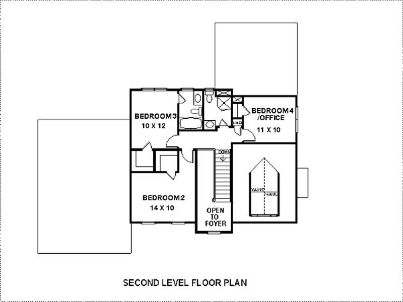 Floor Plan Second Story of Colonial Plan #109-1135