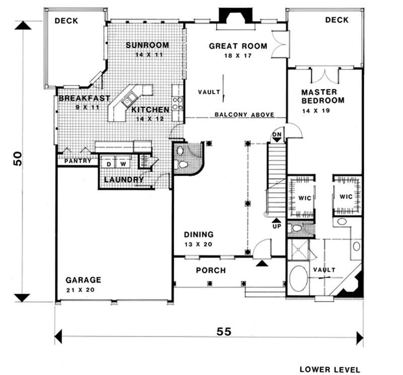Floor Plan First Story of Cape Cod Plan #109-1140