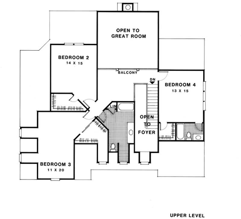 Floor Plan Second Story of Cape Cod Plan #109-1140