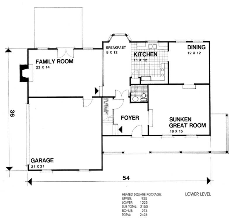 Floor Plan First Story of Country Plan #109-1141
