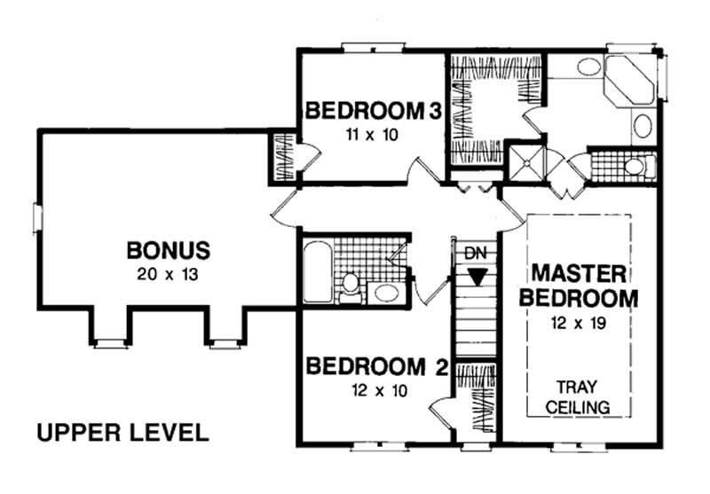 Floor Plan Second Story of Colonial Plan #109-1144