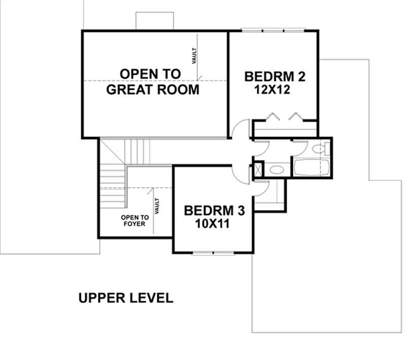 Floor Plan Second Story of Craftsman Plan #109-1147