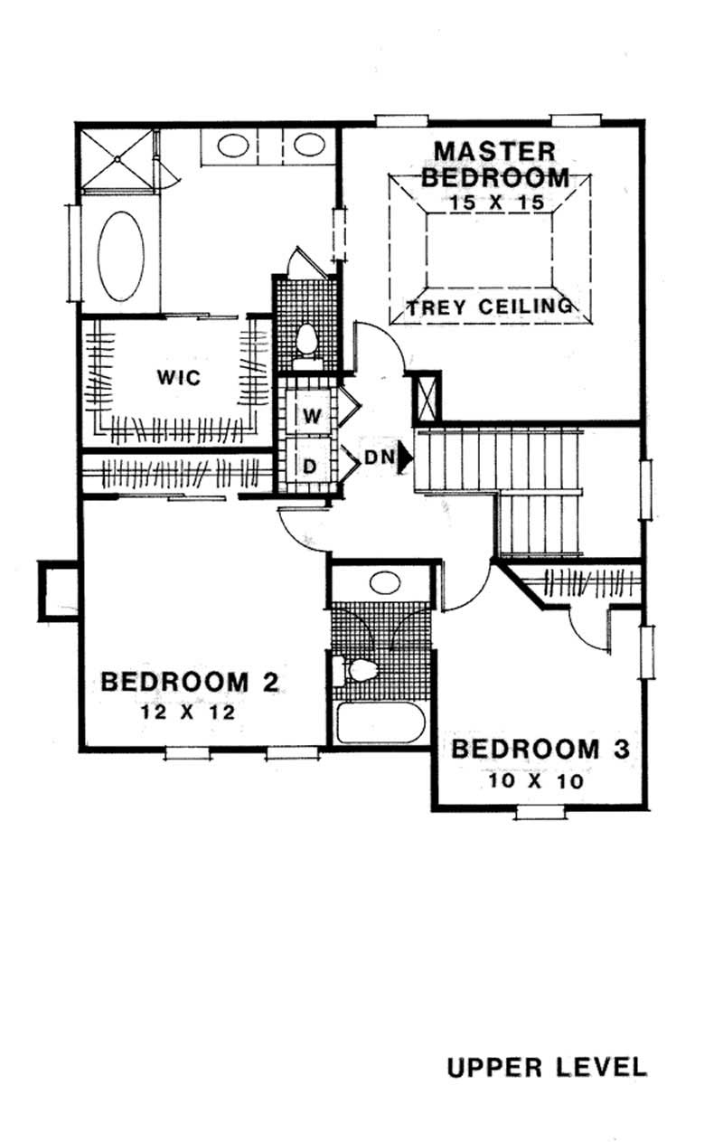 Floor Plan Second Story of European Plan #109-1150