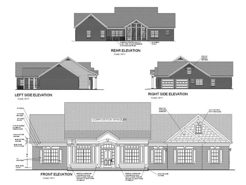 Home Plan Rear Elevation of this 3-Bedroom,2184 Sq Ft Plan -109-1153