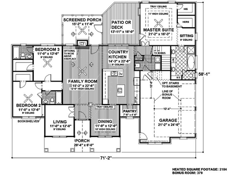 Floor Plan First Story of Ranch Plan #109-1153