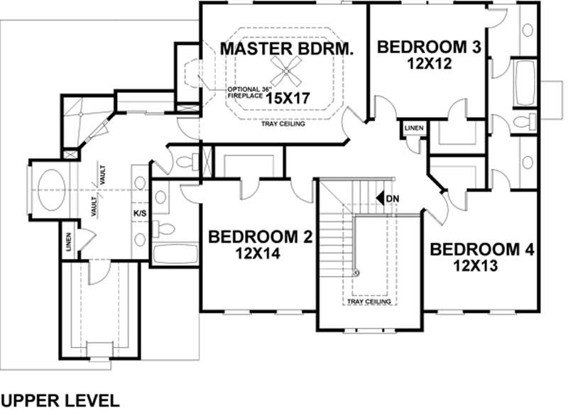 Floor Plan Second Story of European Plan #109-1154