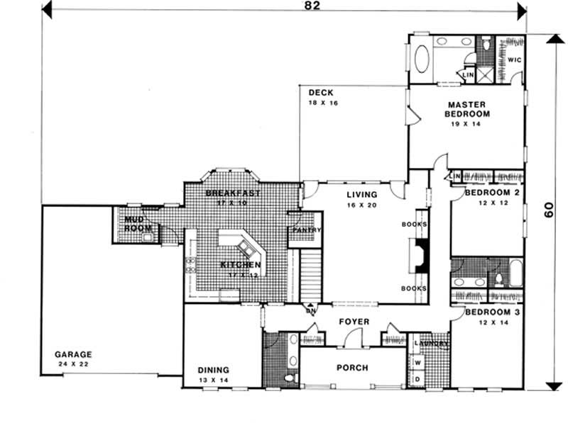 Floor Plan First Story of Ranch Plan #109-1155