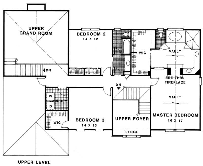 Floor Plan Second Story of European Plan #109-1156