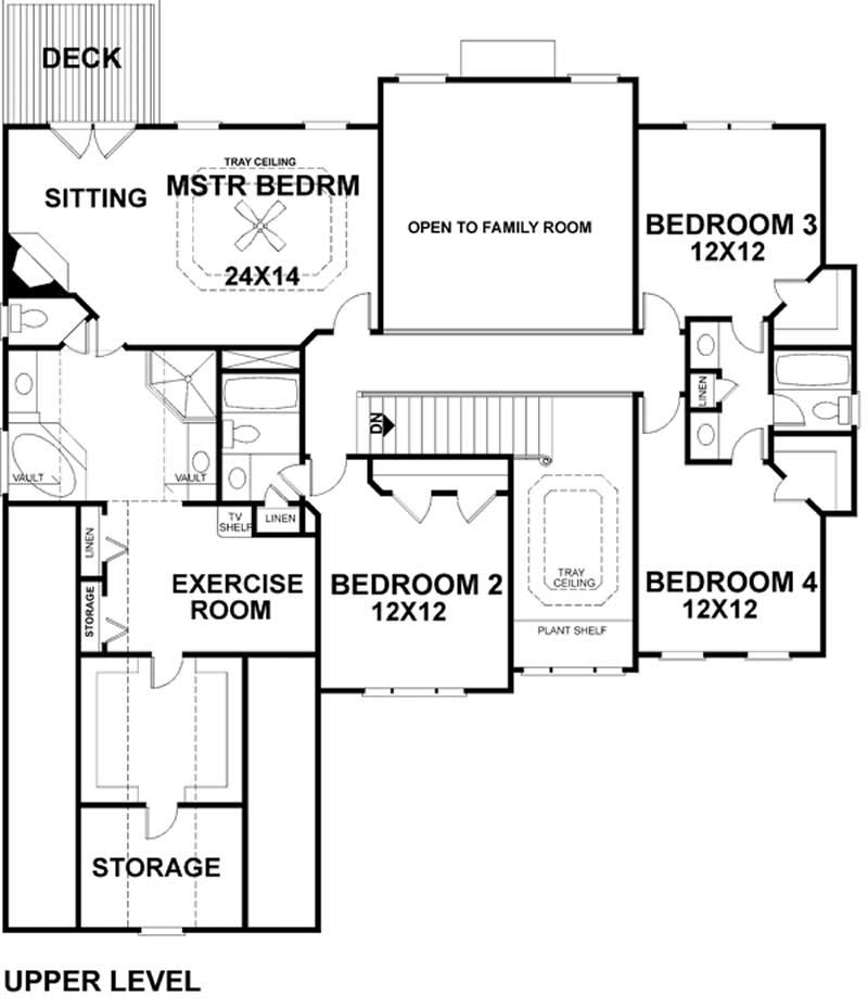 Floor Plan Second Story of European Plan #109-1157