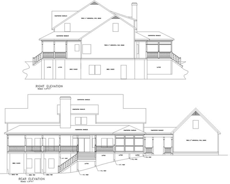 Home Plan Rear Elevation of this 4-Bedroom,3483 Sq Ft Plan -109-1159