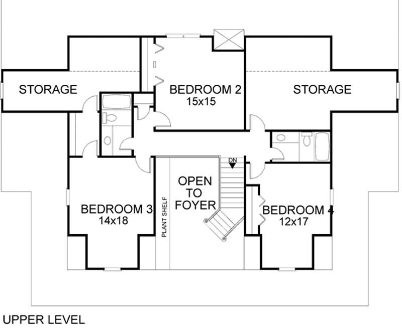 Floor Plan Second Story of Cape Cod Plan #109-1159