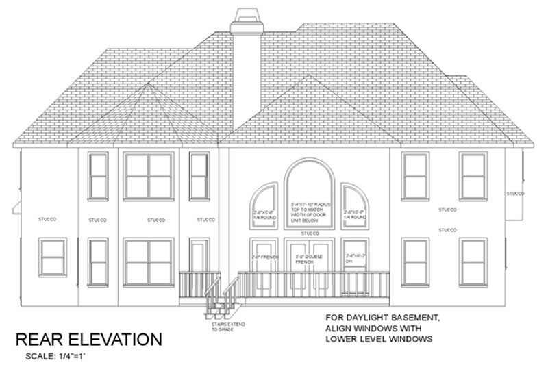 Home Plan Rear Elevation of this 5-Bedroom,3500 Sq Ft Plan -109-1160