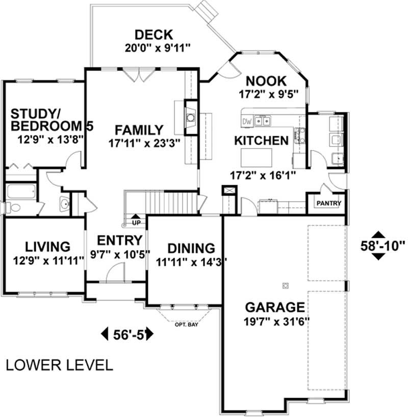 Floor Plan First Story of Luxury Plan #109-1160