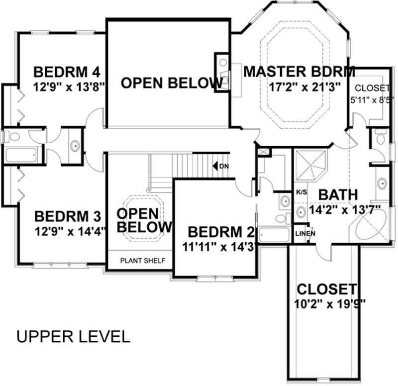 Floor Plan Second Story of Luxury Plan #109-1160