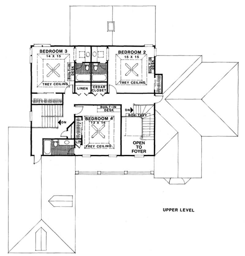 Floor Plan Second Story of European Plan #109-1161