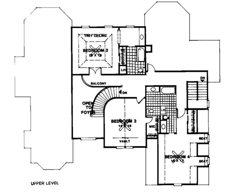 Floor Plan Second Story of Craftsman Plan #109-1163