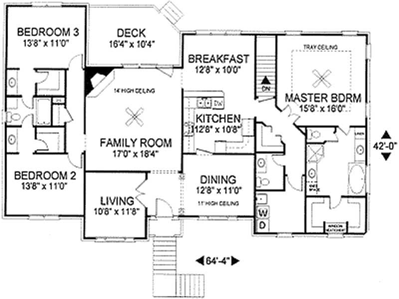 Floor Plan First Story of Ranch Plan #109-1165