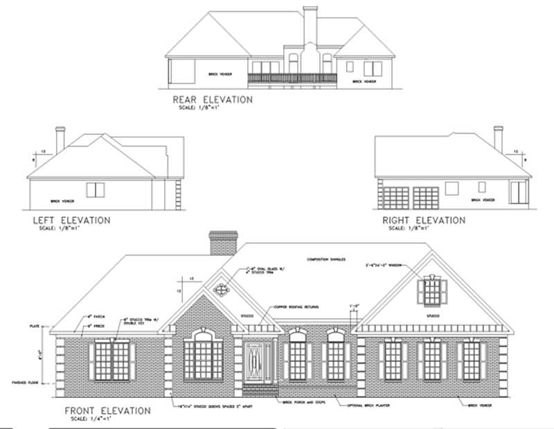 Home Plan Rear Elevation of this 4-Bedroom,2187 Sq Ft Plan -109-1166