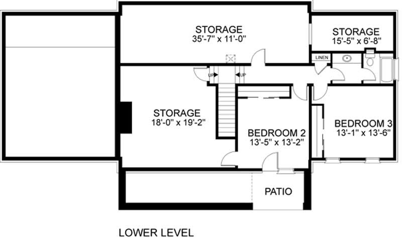 Floor Plan Second Story of Cape Cod Plan #109-1167