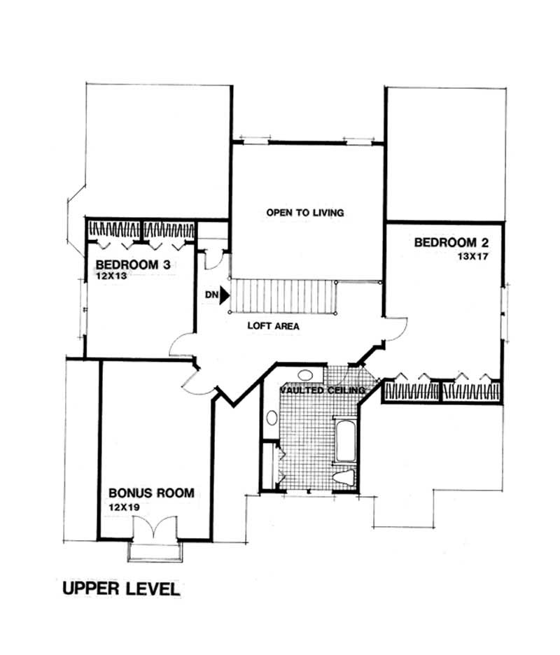 Floor Plan Second Story of French Plan #109-1168