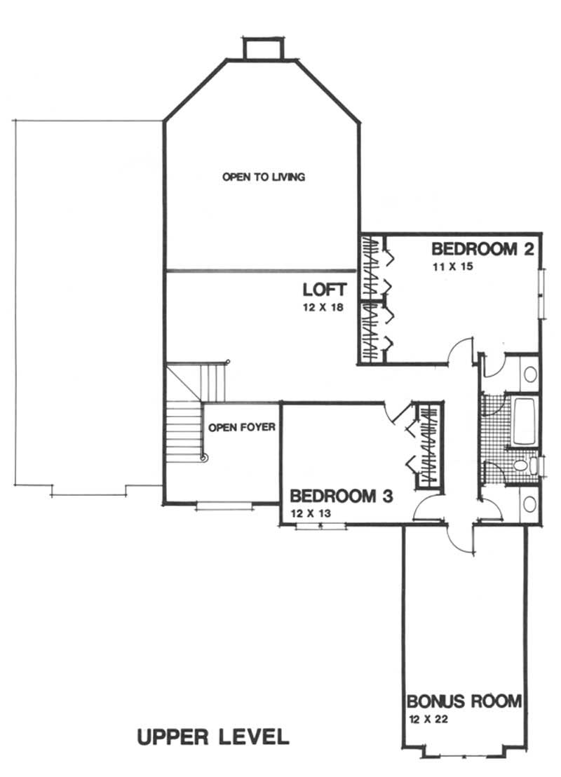 Floor Plan Second Story of European Plan #109-1170