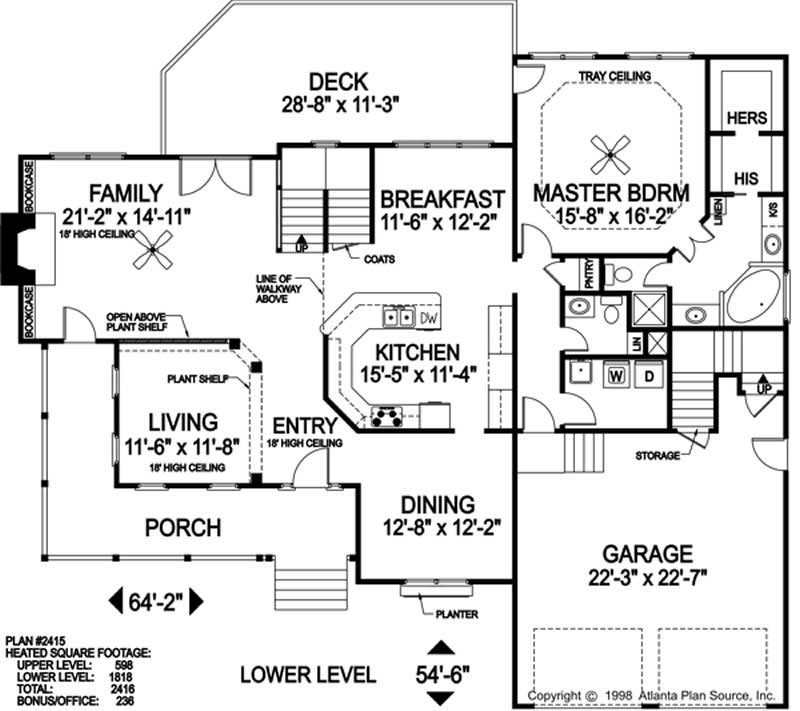 Floor Plan First Story of Country Plan #109-1173