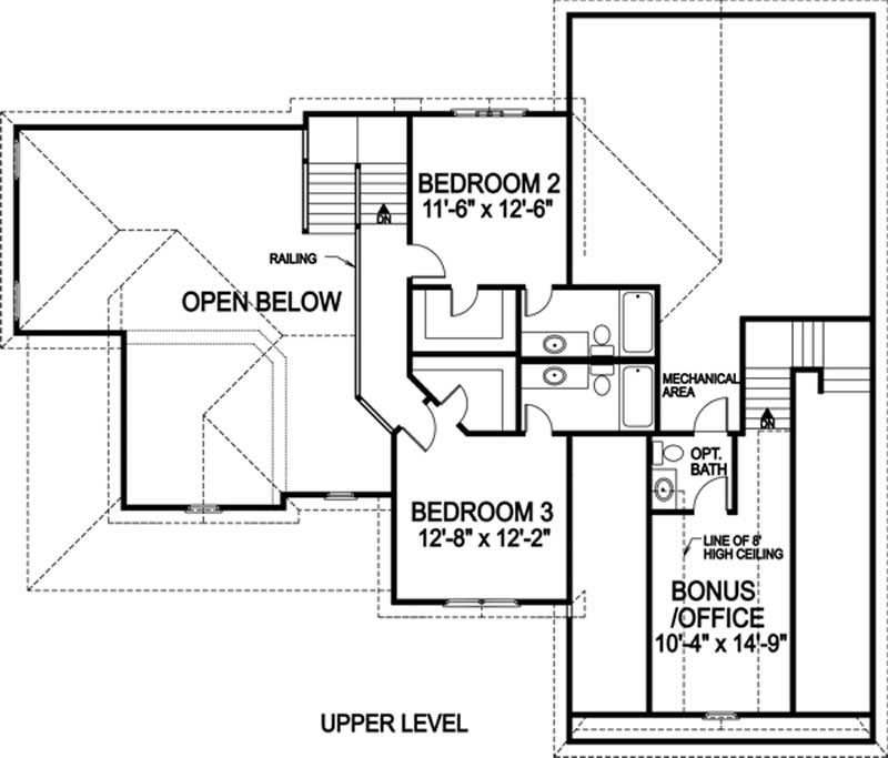Floor Plan Second Story of Country Plan #109-1173