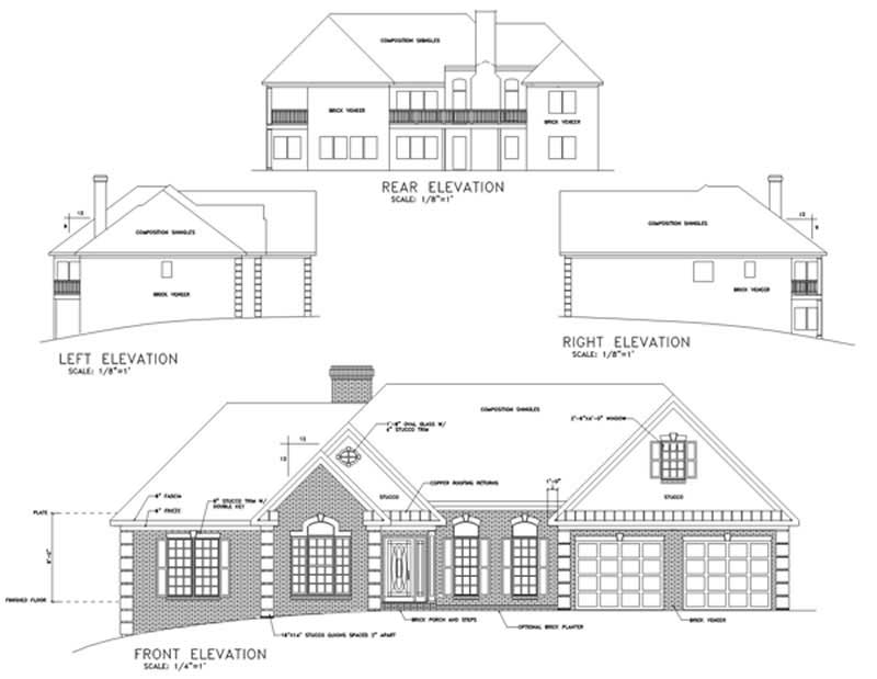 Home Plan Rear Elevation of this 3-Bedroom,2088 Sq Ft Plan -109-1174