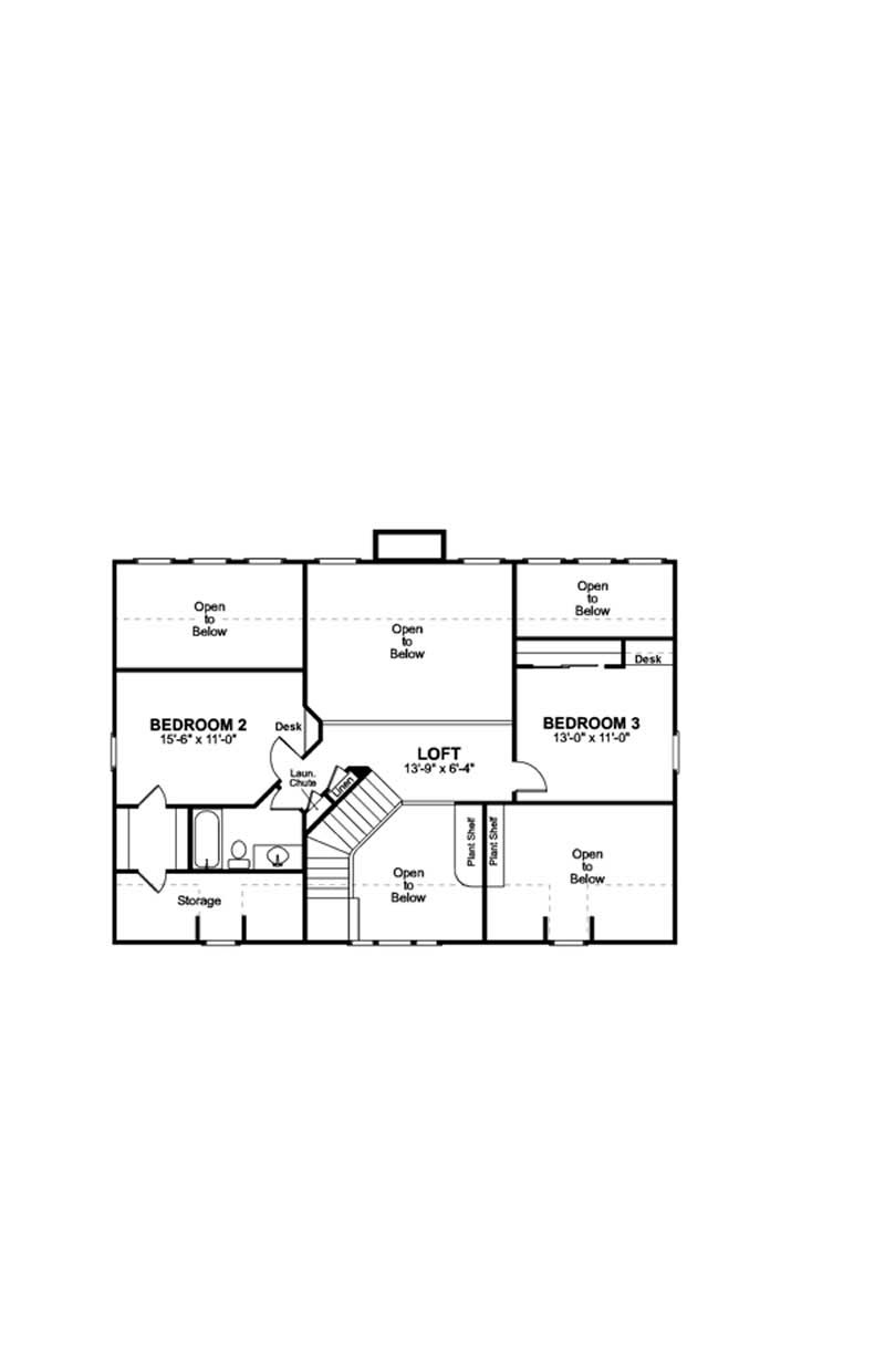 Floor Plan Second Story of Country Plan #109-1177