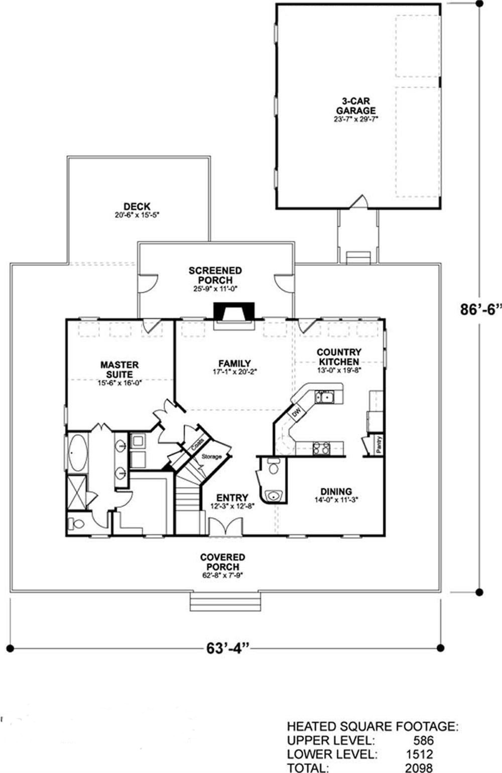 Floor Plan First Story of Country Plan #109-1177