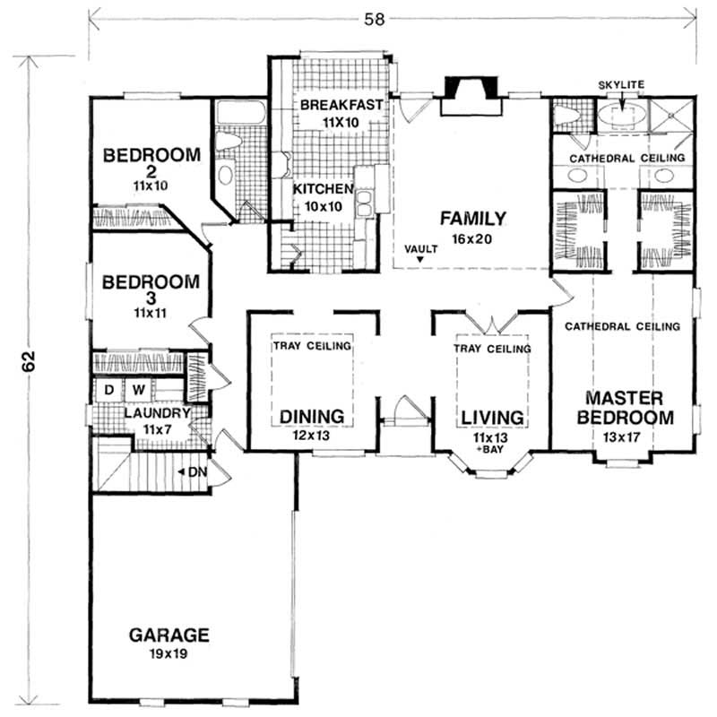Floor Plan First Story of Ranch Plan #109-1178