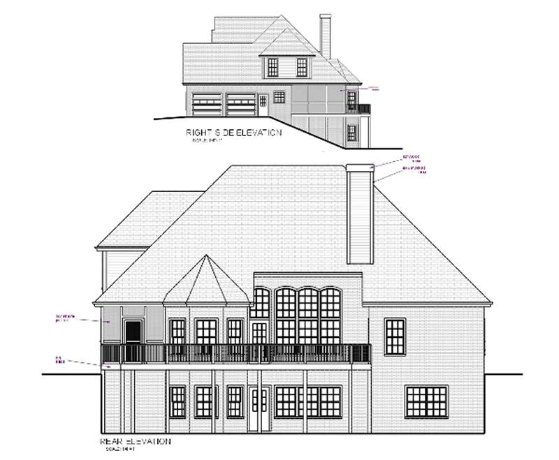 Home Plan Rear Elevation of this 4-Bedroom,2253 Sq Ft Plan -109-1179