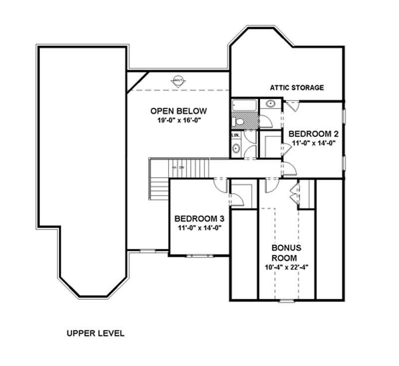 Floor Plan Second Story of Country Plan #109-1179
