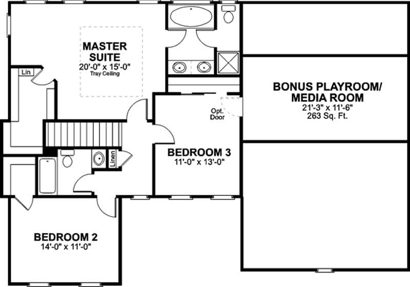 Floor Plan Second Story of Traditional Plan #109-1180