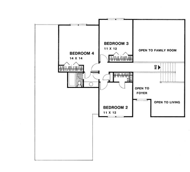 Floor Plan Second Story of European Plan #109-1181