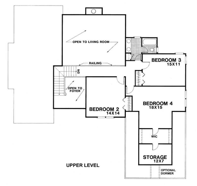 Floor Plan Second Story of European Plan #109-1182